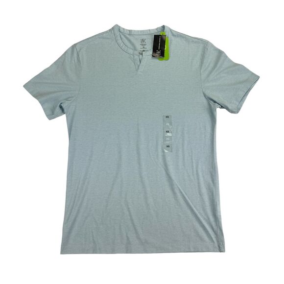 INC Mens Split-Neck Short Sleeve T-Shirt Light Blue XS - Picture 1 of 4